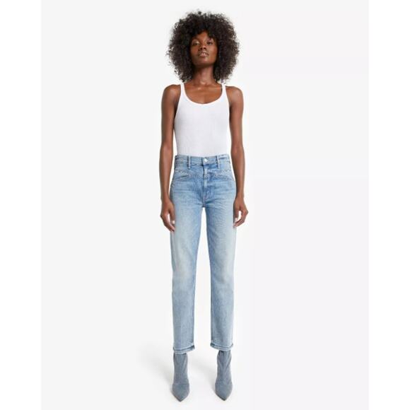 Mother The Dazzler Yoke Front Ankle Straight Leg Denim Jean Lots Of Free Hugs 26 - Picture 1 of 10